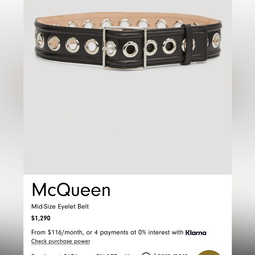 New Alexander McQueen
eyelet-studded calf leather belt